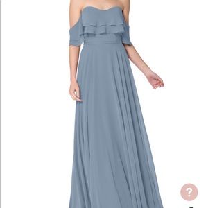 Azazie Bridesmaid Floor Length Dress Dusty Blue
